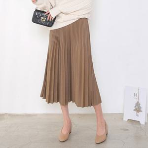 [유스타일팜]카키색상/ 울루킹스판 더블 플리츠 스커트 SHSY46
