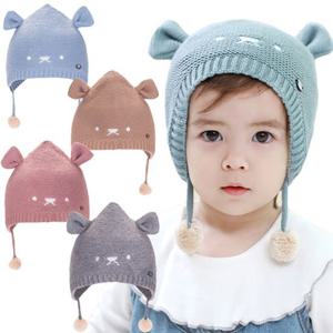 [조이멀티]귀요미 니트방울 쫑긋 유아아기모자(원사이즈) 308667