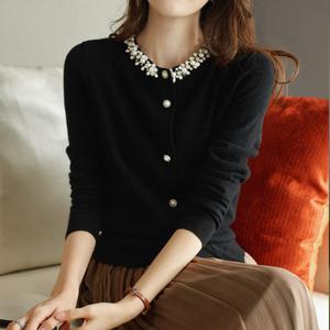 [바바라옷장]B-221384 - 쥬얼리 블랙 니트 가디건/고퀄리티/러블