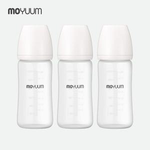 [모윰] 실리콘 코팅 노꼭지 유리젖병 240ml 트리플팩