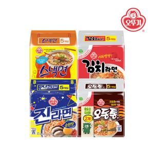 [오뚜기] 진라면 순한맛 5+오동통면 5+스낵면 5+김치라면 5