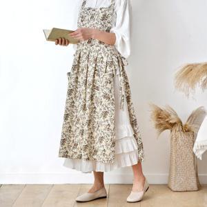 청년리빙 꽃무늬 프릴 원피스 앞치마