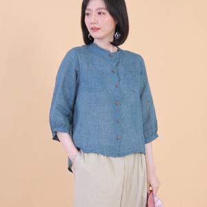 애비뉴투지 엄마옷 린넨 아마 모시 여름 칠부 블라우스 B08346