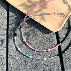 (핸드메이드) 블링 비즈 앤 펄 목걸이