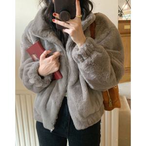 웬디 / 부드러운 왁스 모피 짧은 코트 CT12175