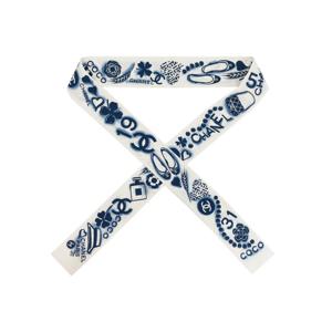 [엘러브] 새상품 샤넬 헤어밴드 트윌리 화이트/네이비 3ET2445