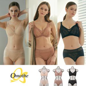 오모떼 U라인 삼각 더블패널 노와이어 보정브라팬티 2종/택일