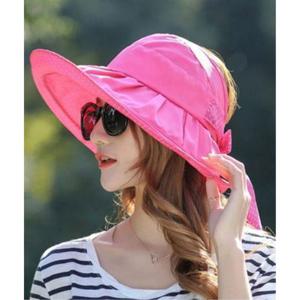 돌돌이모자 핫핑크 러블리리본 자외선차단 바캉스모자