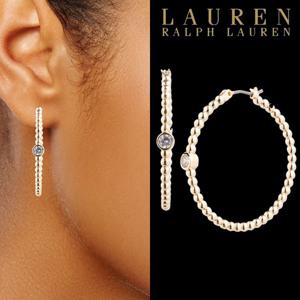폴로 랄프로렌 16686751 여자 미디엄 크리스탈 비즈 후프 귀걸이