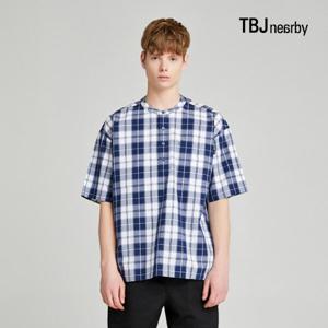 [TBJ]남성 5부 코튼 루즈핏 헨리넥 체크 셔츠 (T202SH340P)