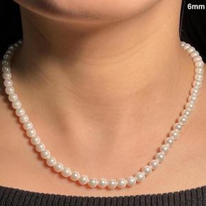 국산 크리스탈코어 핵진주 목걸이 6mm 92.5은체인장식