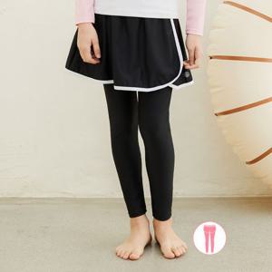 [베이직엘르]베이직엘르 여아동 일체형 치마 레이어드 워터레깅스 BEG-X607K