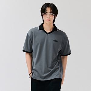 남자 브이넥 카라 반팔 티셔츠-DCRK5741E09