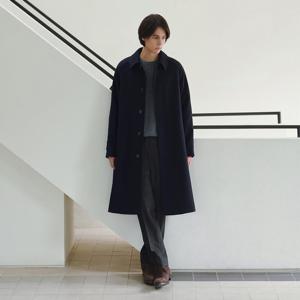 [맨잇슈트]맨잇슈트 역시즌 특가 울혼방 네이비 오버핏 롱 발마칸 코트