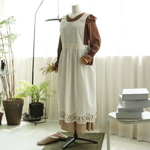 샵앤) 여성 국산 펀칭 자수 레이스 앞치마 ENA-WAP-0762-크림