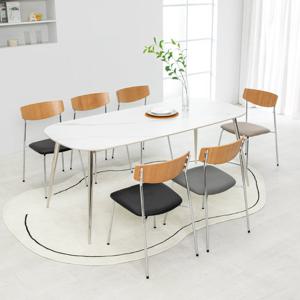 프랑크 세라믹 1800X850 타원형 알포 6인 식탁 세트