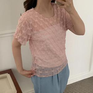 빅사이즈 408 플라워라인시스루티 DMOS542