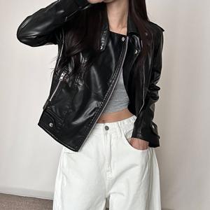 스냅 지퍼 디자인 가을 간절기 레더 자켓 RIDER05