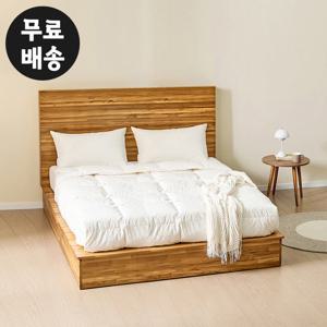 노엠 티크 원목 수납형 침대프레임 안방 라지킹(LK)