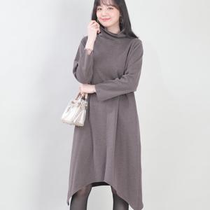 애비뉴투지 엄마옷 폴라 기모 헤링본 가오리 겨울 원피스 K12425