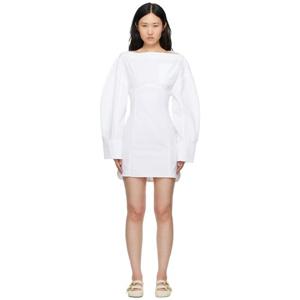 25 FW 쟈크뮈스 여성 화이트 라 카사 라 로브 슈미즈 카사코 미니 드레스 242553F052017