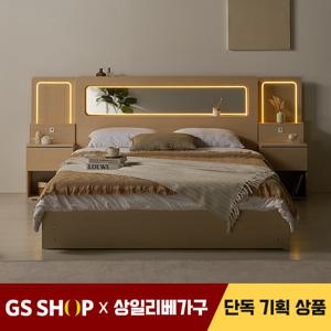 [특가]상일리베가구 호텔 비비드 LED 거울 수납 침대SET+독립매트 Q(퀸)