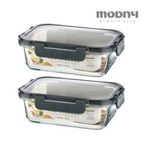 유리밀폐용기 직사각 860ml 2개 오븐 전자레인지 냉동 반찬통
