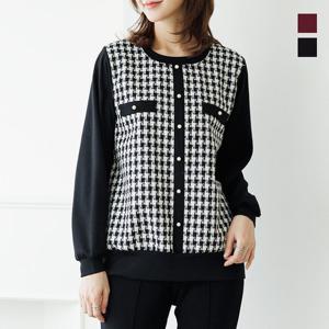 [데드라옴므](110size)모아체크트위드티셔츠 TBD6082_DC