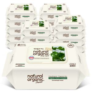 네츄럴오가닉 퓨어 센텔라 그린라벨프리 아기물티슈 100매 20팩