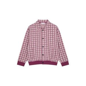 리버클래시 24SS 퍼플 체크 자카드 버튼업 니트 가디건 자켓 LKS51314
