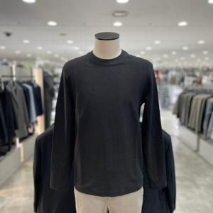 [지오지아]와플 조직 라운드넥티 기본티_ABE4TR1101_BK_DG