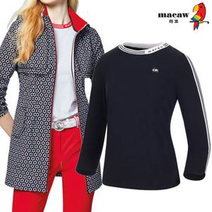 [마코] (여성)라인 배색 라운드 티셔츠_MMW1TR11