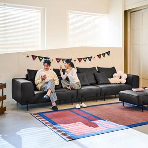 [룸스프레이 증정][다우닝] 포네 4인 와이드 모듈 전체 천연가죽 소파