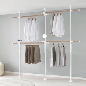 [2025년 신상품]왕자 프리미엄 레버킹4단행거_화이트 앤 우드_1028-2