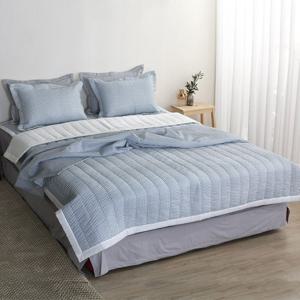 핀스트라이프 시어서커 여름이불 누빔이불+패드+베개커버 침구 세트 슈퍼싱글 SS