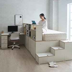 이노 파티션 슬라이딩 빅수납 슈퍼싱글 침대  책상형1500 프레임 공간분리 공부와 수면 칸막이 서랍책상 중학생 고등학생 대학생 고시생 시험기간 자취 멀티형 책상침대