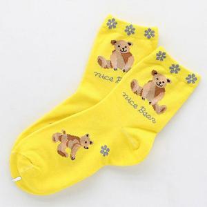 여성용 곰돌이 케쥬얼 패션양말 여자양말 노랑1켤레