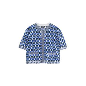 [엘러브] 샤넬 멀티 CC패턴 숏슬리브 가디건 42 블루 5ET0652