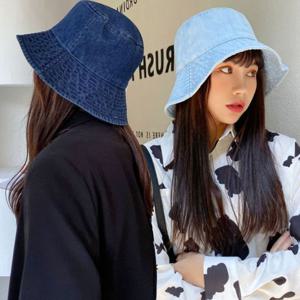 여자 남자 벙거지 모자 트랜디 워싱 심플 데님 모자
