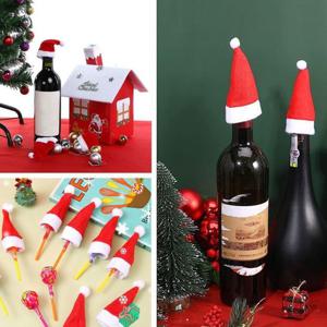 DS 미니 산타모자 10개입 크리스마스 장식 와인병커버