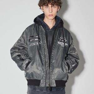 [버커루]남성 피그먼트 후드 탈부착 패딩 항공점퍼 B244JP370P