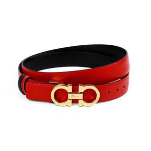 페라가모 23 A565 0674556 (23A565 674556) 간치니 립스틱 레드/블랙 양면 벨트