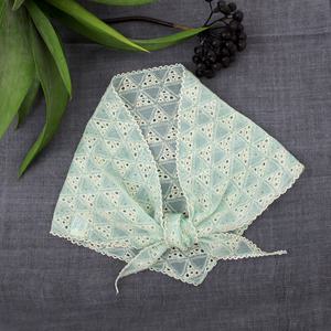 [더로라] 면자수 삼각 쁘띠 스카프- 트라이 엠브로이 S25022