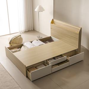 [보루네오]호텔라인 서랍 LED 침대 Q (2단매트) KC817