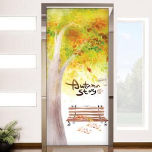 아트박스/꾸밈 co047-가을이야기(가을나무와 벤치)_현관문방문시