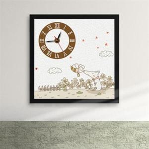 아트박스/꾸밈 ix127-강아지와 닭20-벌을 만나다 액자시계