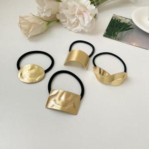 아트박스/이룸 골드 심플 메탈 팬던트 라운드 고무줄 머리끈