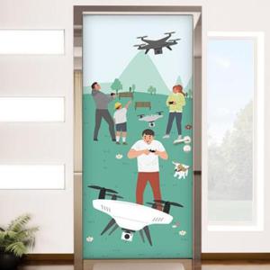 아트박스/꾸밈 ad209-드론날리기_현관문시트지