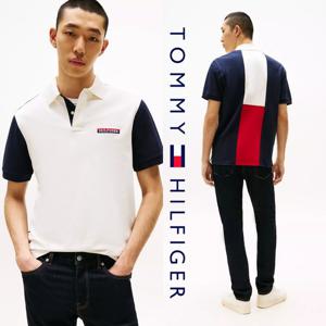 타미힐피거 MW40591-0FA 남자 레귤러핏 아카이브 컬러블럭 반팔 폴로 셔츠
