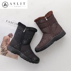 [애슬릿] 패딩 여성 안감 퍼 슬림핏 통굽 앵클 부츠